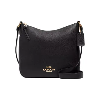 COACH Ellie Refined Pebble Pattern Leather Handbag, Shoulder Bag, Crossbody Bag Medium Size Women's Black