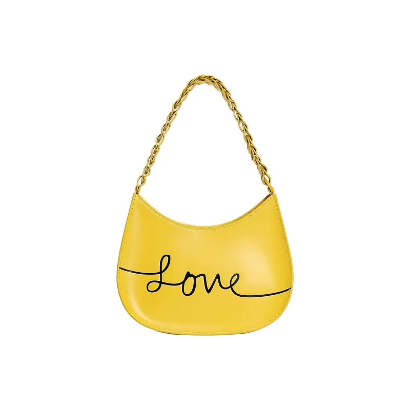 ANNALOCH Jill Collaboration Cow Leather Handbag Shoulder Bag Medium Size Women's Black/Yellow-4