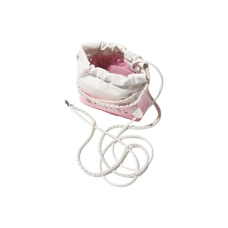 CHANEL 22Bag Lacquered Finish Gradient Calfskin Crossbody Bags Mini Women's White & Pink-2