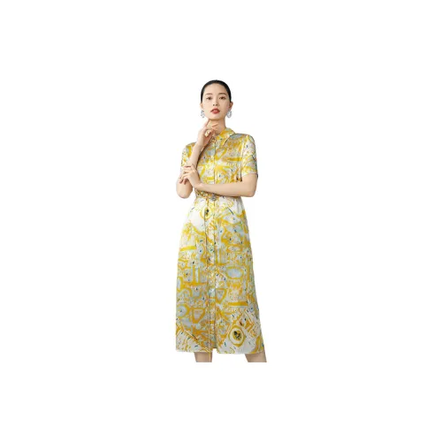 BBLLUUEE Short-Sleeved Dresses Women's Gardenia Yellow