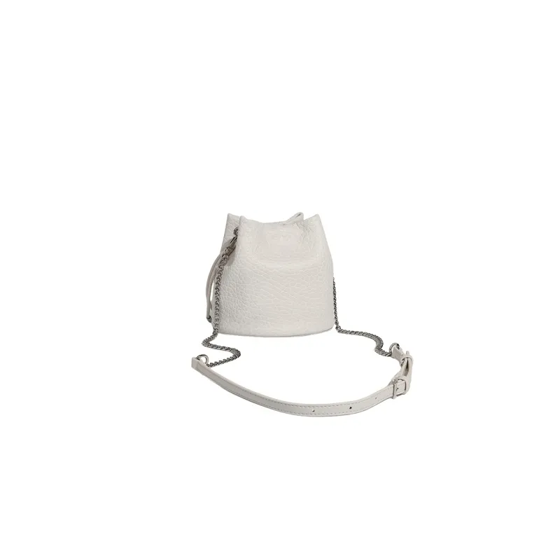TTaG．baG Pu Bucket Bag, One Shoulder Handbag Regular Women's Black/White-3