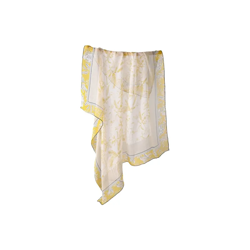 Hang Silk Road Mulberry Silk Silk Scarves Women's Yellow-0