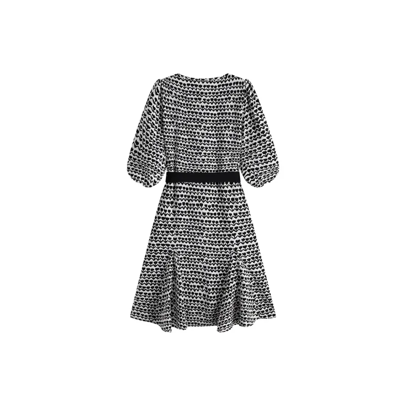 HANDAIWEI Short Sleeved Dress Women's Black-1