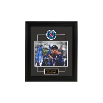 Three For Paris Saint-Germain Mbappé Signed Soccer Apparel Jersey With SA Certificate Framed Collection