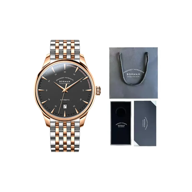 BORMAN Automatic Mechanical Movement Stainless Steel Watchband Watch Men's Watches White Dial-5