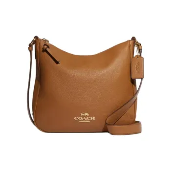 COACH Ellie Refined Pebble Pattern Leather Handbag, Shoulder Bag, Crossbody Bag Medium Size Women's Brown
