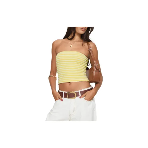 PRINCESS POLLY Strapless Tops Women's Yellow