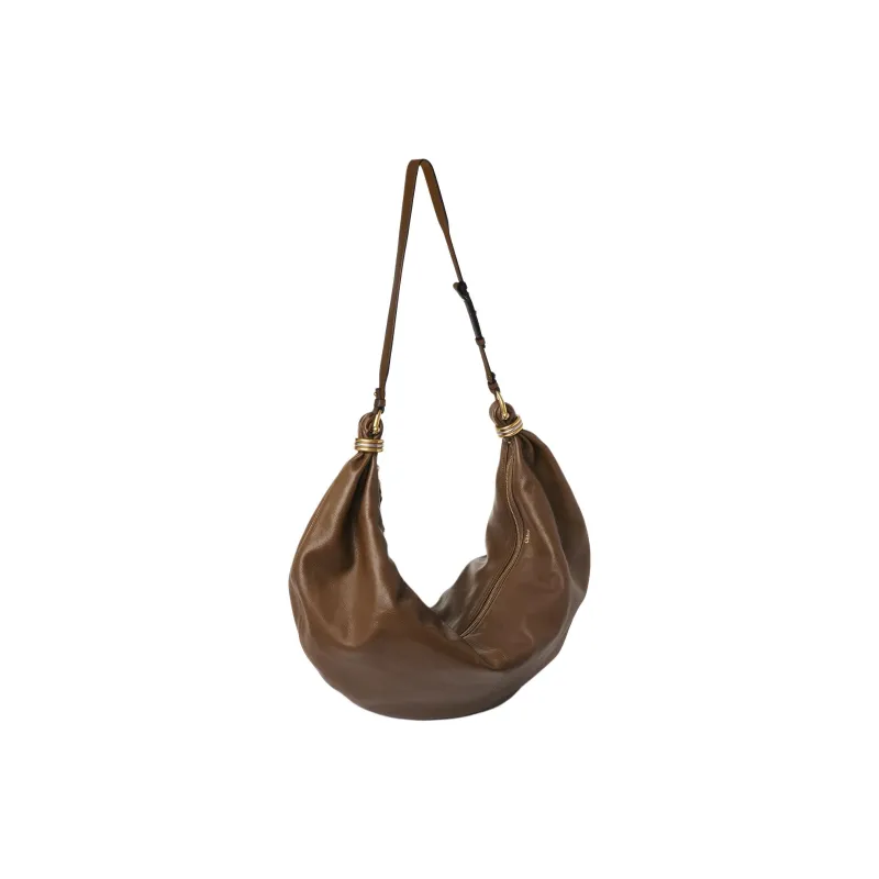 Chloe Grain Calfskin Handbag, Shoulder Bag Large Size Women's Dark Khaki-1