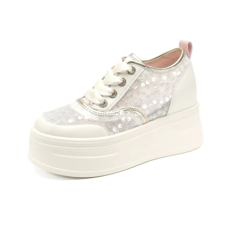 D:FUSE SCANDINAVIA Flat Shoes White Sneakers Low-Top Skateboard Shoes Women's-1
