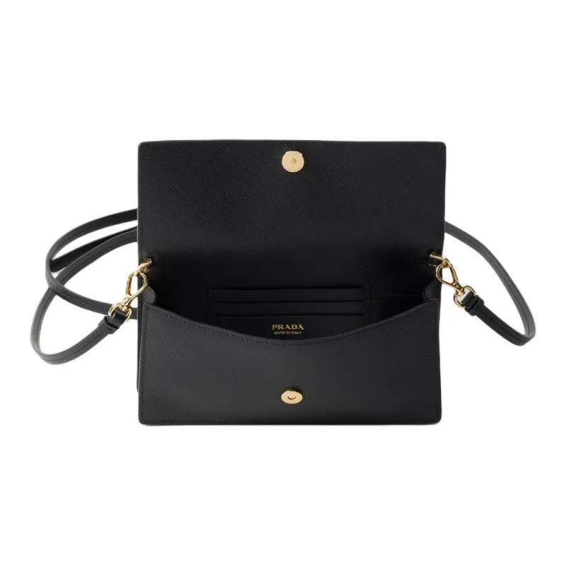 PRADA Leather Shoulder Bag, Crossbody Bag Mini Women's Black-3