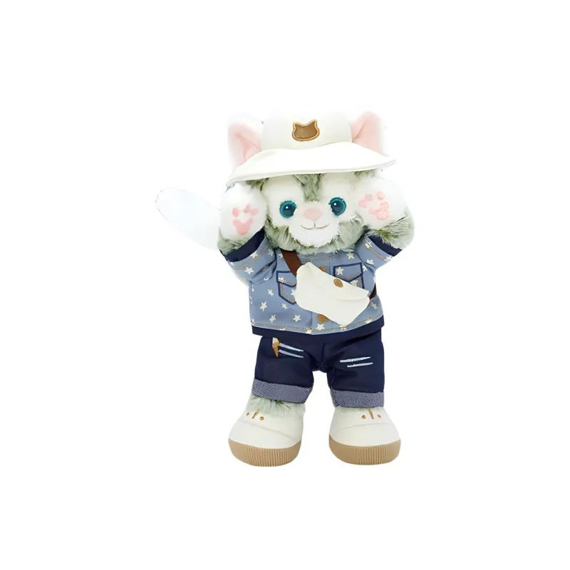 Disney Gelatoni Shanghai Disney 2024 Duffy Denim Style Dolls Plush Doll 19cm Height-3
