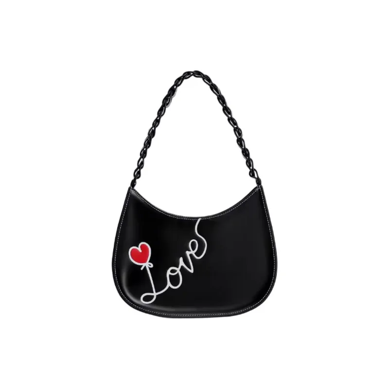 ANNALOCH Jill Collaboration Cow Leather Handbag Shoulder Bag Medium Size Women's Black/Yellow-1