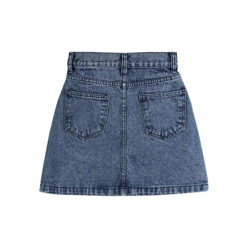 PZGE Denim Short Skirts Women's Blue-1