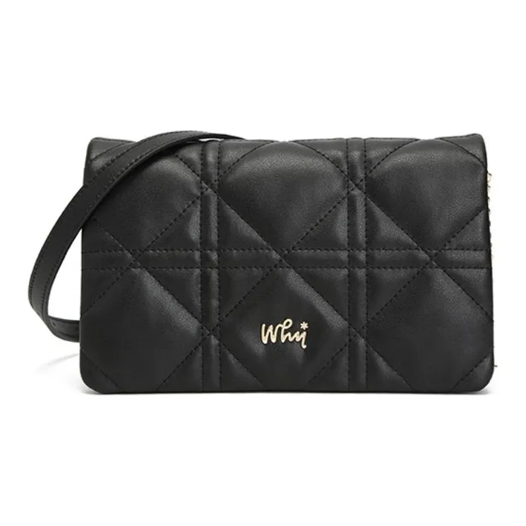 Why Split Cow Leather With Artificial Leather Crossbody Bag, Shoulder Bag Medium Size Women's Black/Ecru-0