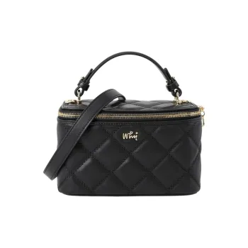 Why Cow Leather Shoulder Bag, Crossbody Bag, Handbag Small Size Women's White/Hyacinth Purple/Black