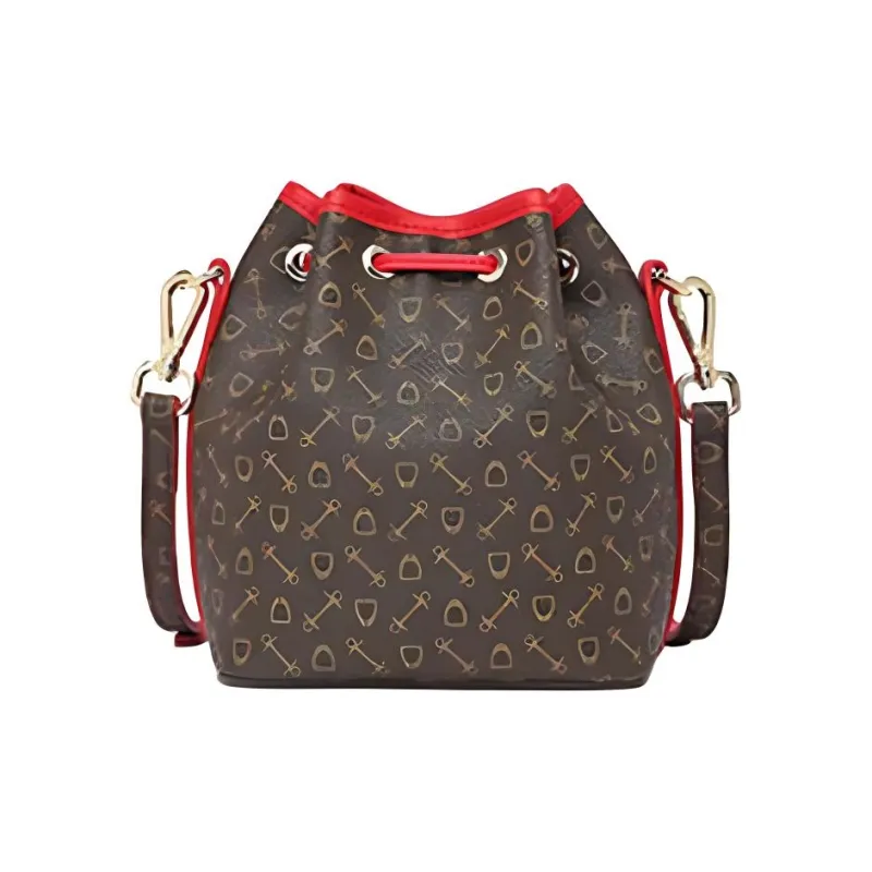 Why Artificial Leather Shoulder Bag Small Size Women's Apricot/Coffee/Coffee & Red-18