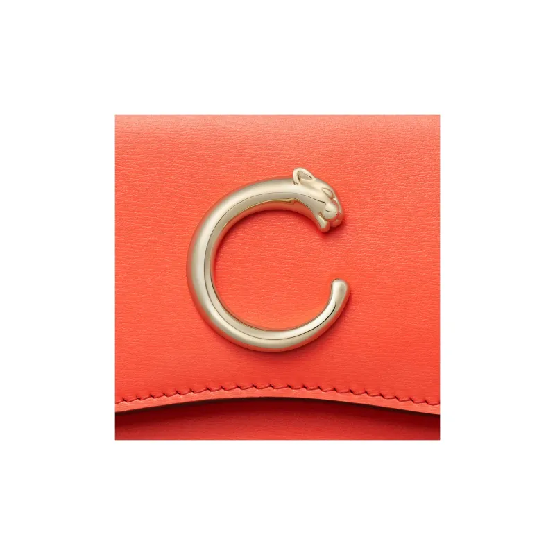 CARTIER Panthère De Cartier Cow Leather Card Holder Women's Orange-2