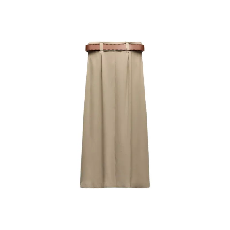 ZARA Casual Long Skirts Women's Tan-1