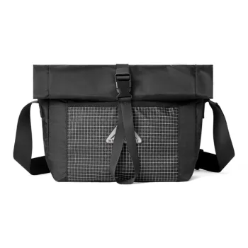 MR.ACE HOMME Nylon Shoulder Bag, Crossbody Bag Medium Size Unisex Mountain Green/Mist Blue Gray/Obsidian Black