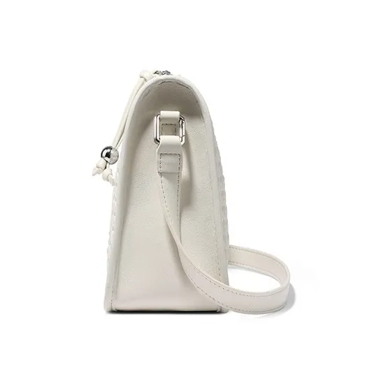 Teenmix Cow Leather With Synthetic Leather Shoulder Bag Medium Size Women's Black/Space Silver/Ecru-10