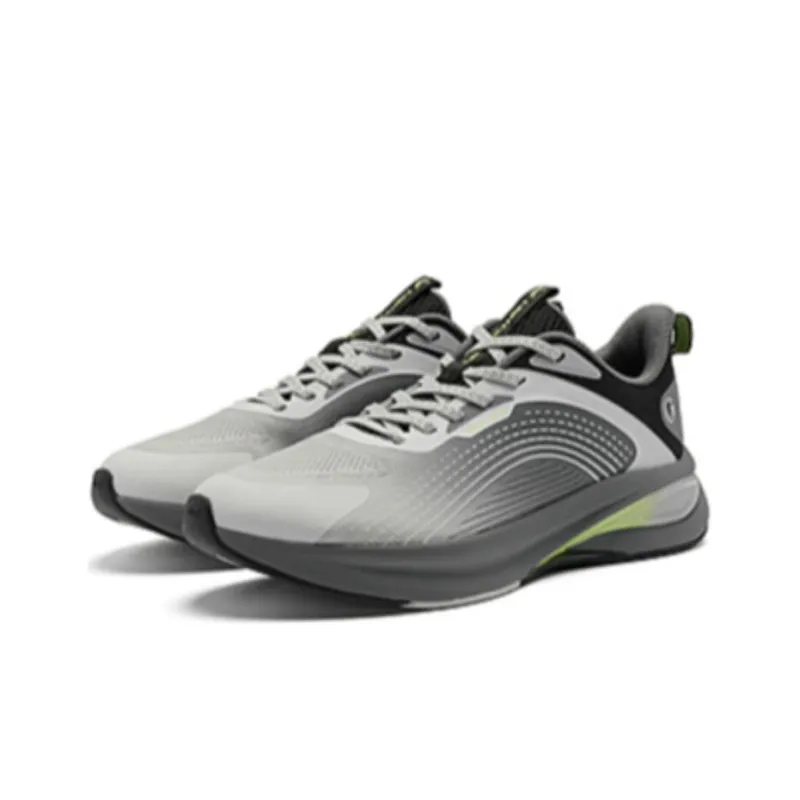 QIAODAN Cushioning Lightweight Low Top Running Shoes Men's Gray Yellow-1