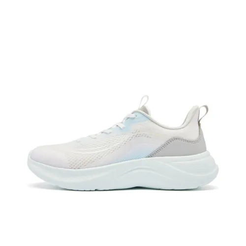 QIAODAN Breathable Lightweight Low-Top Running Shoes Women's White Green Gray
