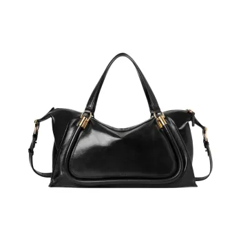 Chloe Natural Shiny Calfskin Portable Crossbody Bag, Shoulder Bag Women's Black