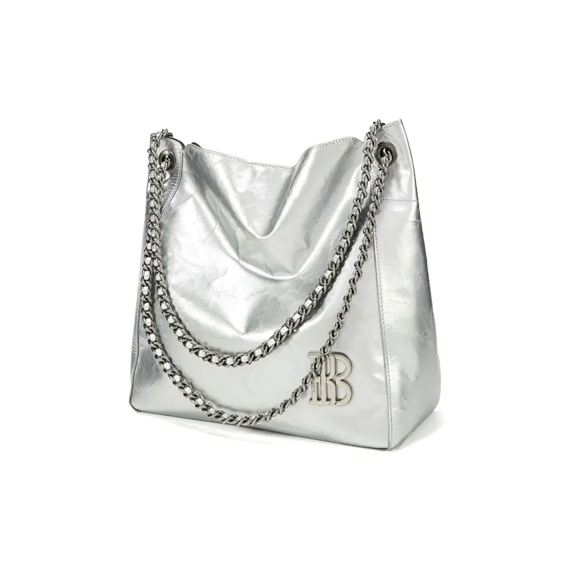BOSSSUNWEN Italy Imports Cowhides Shoulder Bag Women's Silver/Lake Blue-3