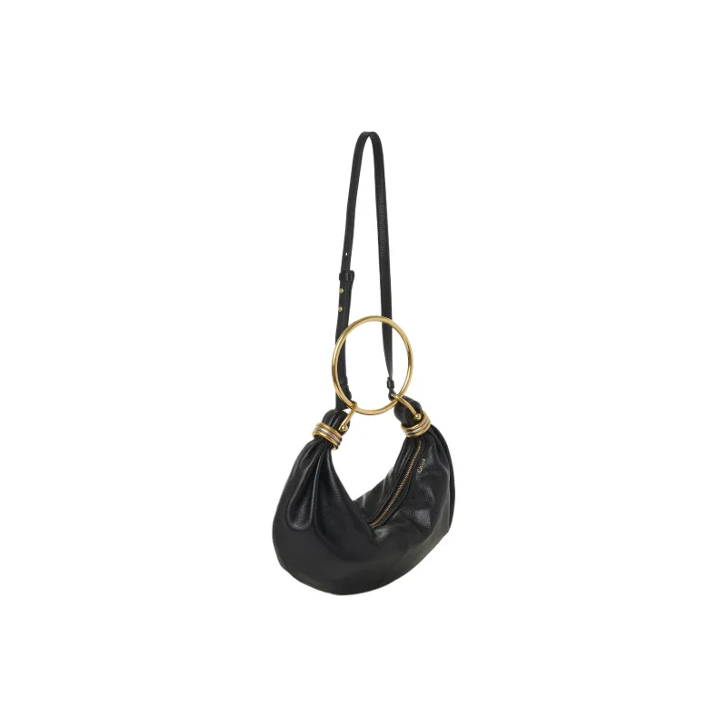 Chloe Calfskin Portable Crossbody Bag Shoulder Bag Small Size Women's Black-1