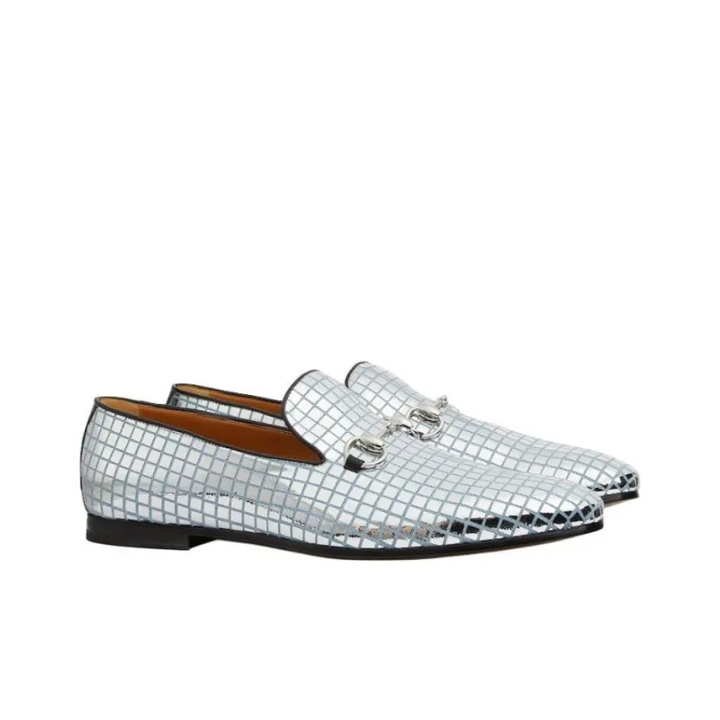 GUCCI Jordaan Loafers Men's Silver-2
