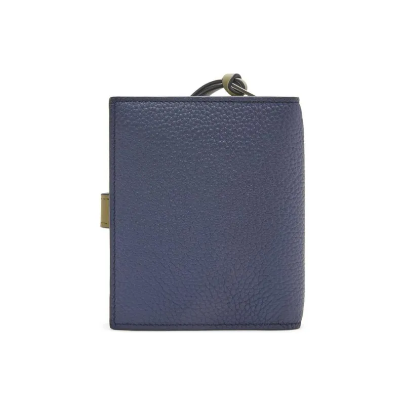 LOEWE Soft Grain Calfskin Wallet Women's Abyss Blue & Olive Green-1