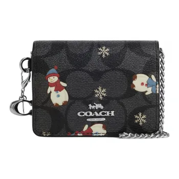 COACH Collaboration Boxed Cow Leather Handbag Shoulder Bag Crossbody Bag Mini Women's Black Snowman Print