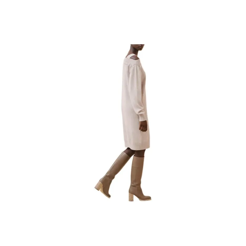 HERMES FW24 Long Sleeved Dresses Women's Natural Beige-1