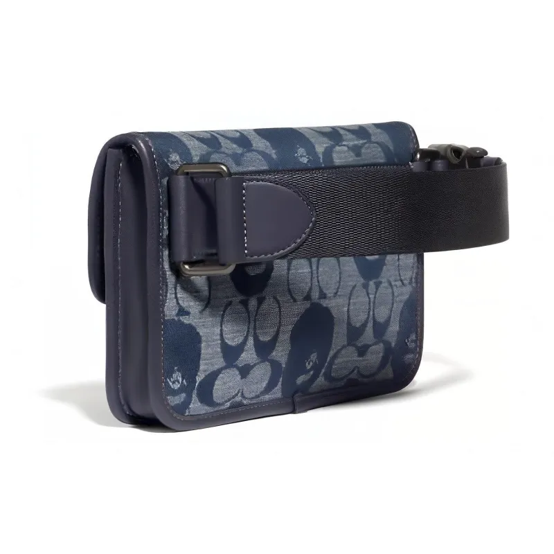 COACH Turnlock Jacquard Fabric With Leather Fanny Pack Small Size Unisex Denim Blue-1