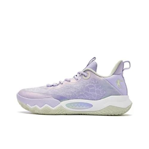 QIAODAN Wind Blade 4 TEAM Slip-Resistant Low-Top Basketball Shoes Men's Purple Green