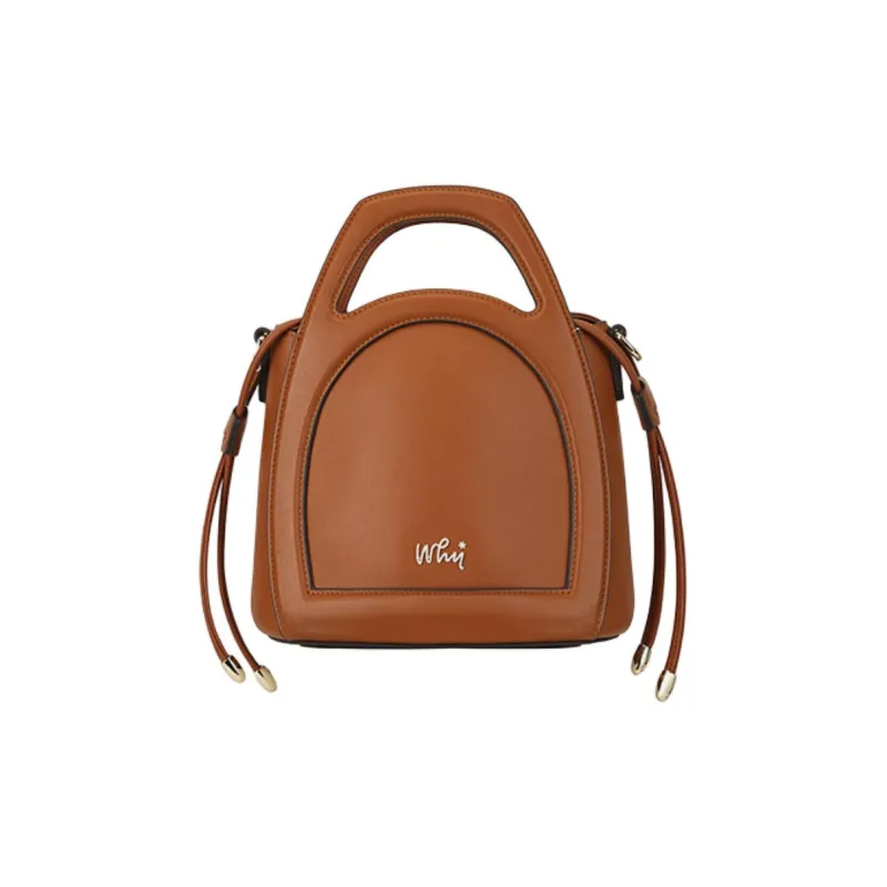 Why Cow Leather Crossbody Handbag Small Size Women's Caramel/Black/Ecru-0
