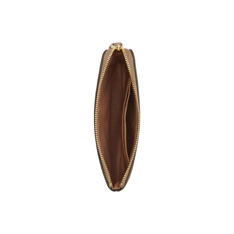 COACH Corner Zip Recycled Leather Wrist Clutches Small Size Women's Umber-1