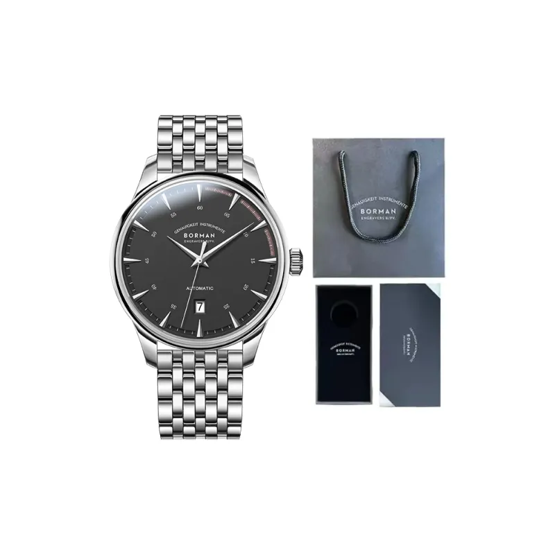 BORMAN Automatic Mechanical Movement Stainless Steel Watchband Watch Men's Watches White Dial-7