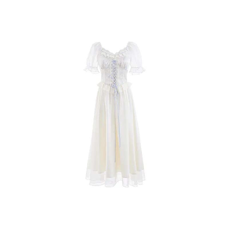KUNZHUDAXIANG Short Sleeved Dress Women's Apricot-0