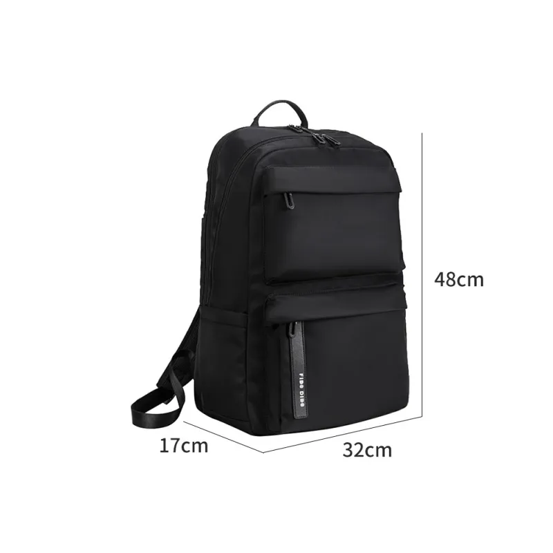 FIDO DIDO Nylon Fabric Backpack Large Size Men's Black-3