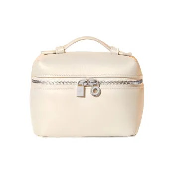 Loro Piana ExtraPocket Cow Leather Small Square Bag Makeup Bag Portable Crossbody Bag Shoulder Bag Women's Mint White