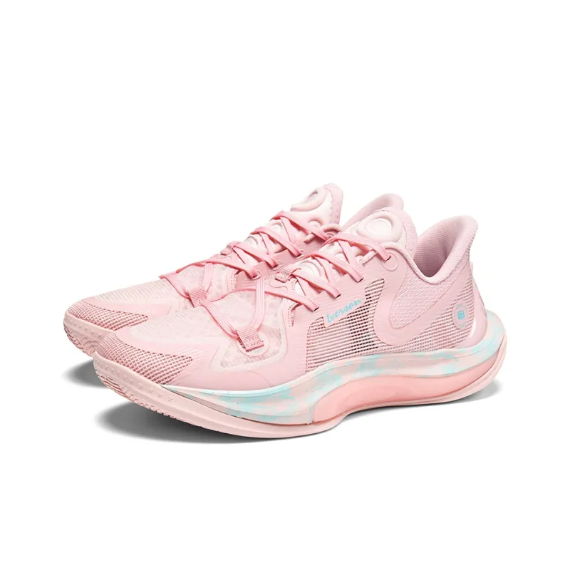 IVERSON Anti Slip Wear Resistant Low Top Basketball Shoes Unisex Soft Peach Pink Teal-2