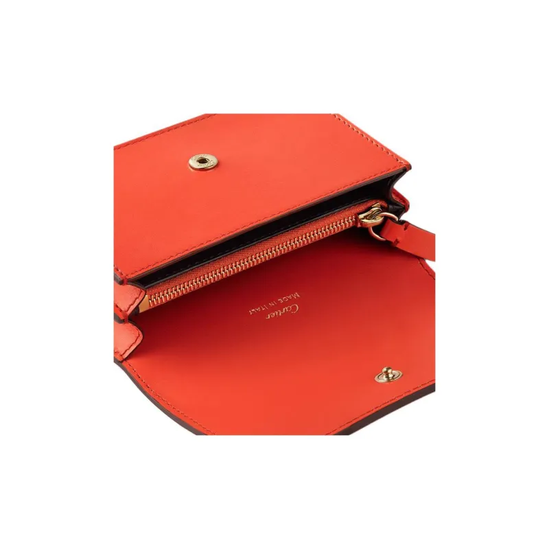 CARTIER Panthère De Cartier Cow Leather Card Holder Women's Orange-3