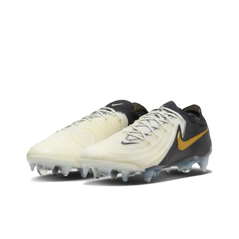 Nike Phantom GX SG Soft Ground Anti Slip Wear Resistant Soccer Shoes Unisex White Gold Black-2