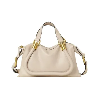 Chloe Natural Shiny Calfskin Portable Crossbody Bag Shoulder Bag Small Size Women's Beige