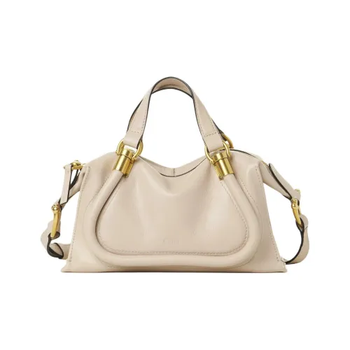 Chloe Natural Shiny Calfskin Portable Crossbody Bag Shoulder Bag Small Size Women's Beige
