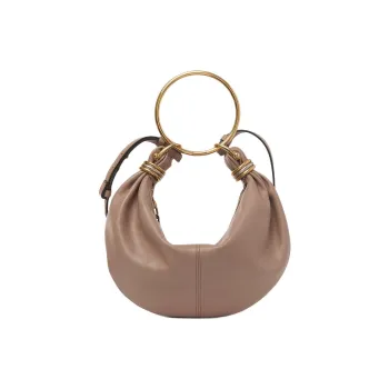Chloe Grained Calfskin Portable Crossbody Bag Shoulder Bag Small Size Women's Wood Rose