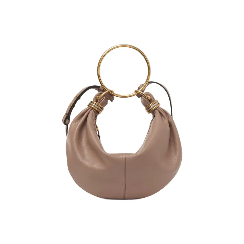 Chloe Grained Calfskin Portable Crossbody Bag Shoulder Bag Small Size Women's Wood Rose-0
