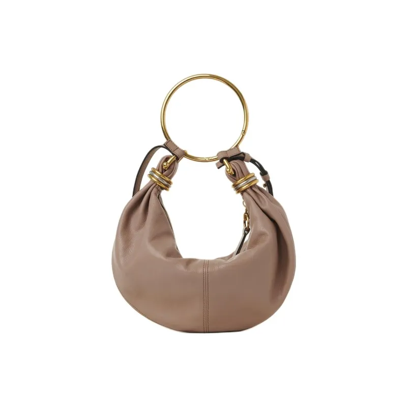 Chloe Grained Calfskin Portable Crossbody Bag Shoulder Bag Small Size Women's Wood Rose-1