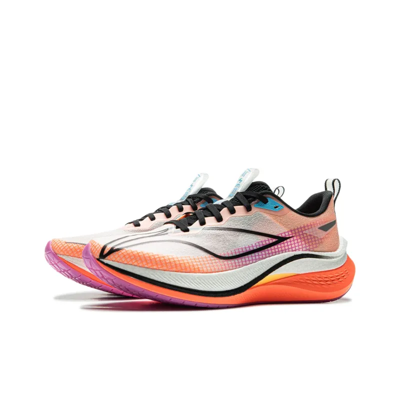 LiNing Red Hare 7 Pro Cushioned Slip-Resistant Low-Top Running Shoes Men's White Orange-2